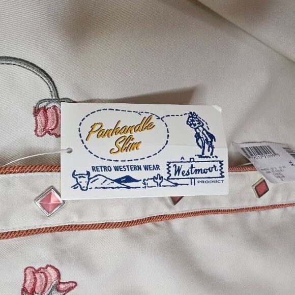 Panhandle Cowgirl Rodeo Retro Pearl Snap Long Sleeves Floral Embroidered X Large - Picture 10 of 13